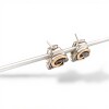 Caravanas Aro triple Zirconia-Plata y oro amarillo y rojo-Zirconia blanca-CA5111 conpiedra