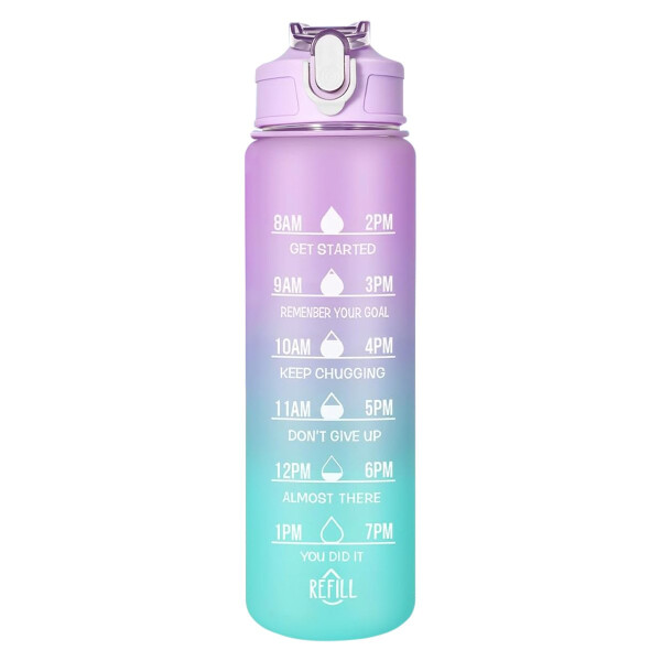 Botella De Agua Deportiva 750ml Motivacional Hidratacion Fit Variante Color Violeta