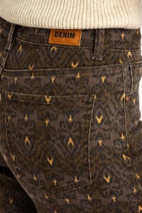 Jean Flared Wide Leg Print Chocolate