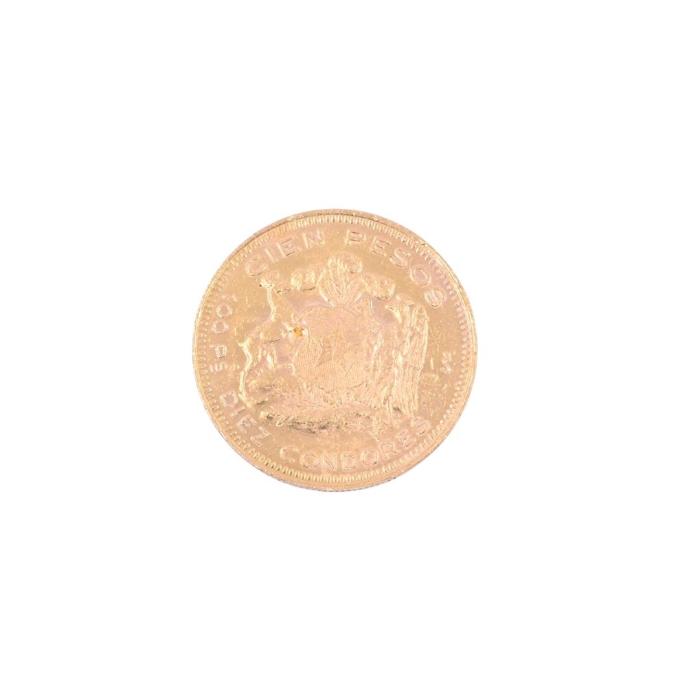 Moneda de oro Republica de Chile 100 pesos año 1952. Moneda de oro Republica de Chile 100 pesos año 1952.