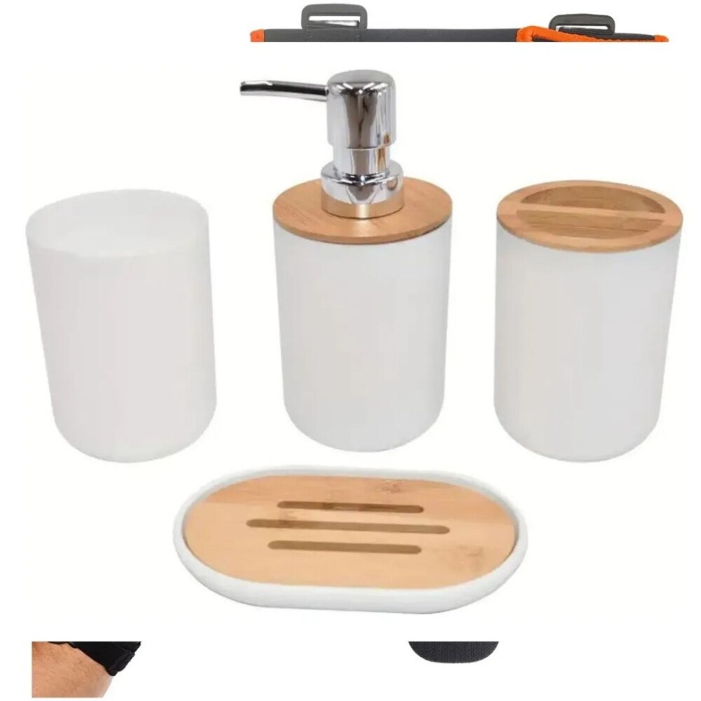 Set De Baño De Bambú BLANCO