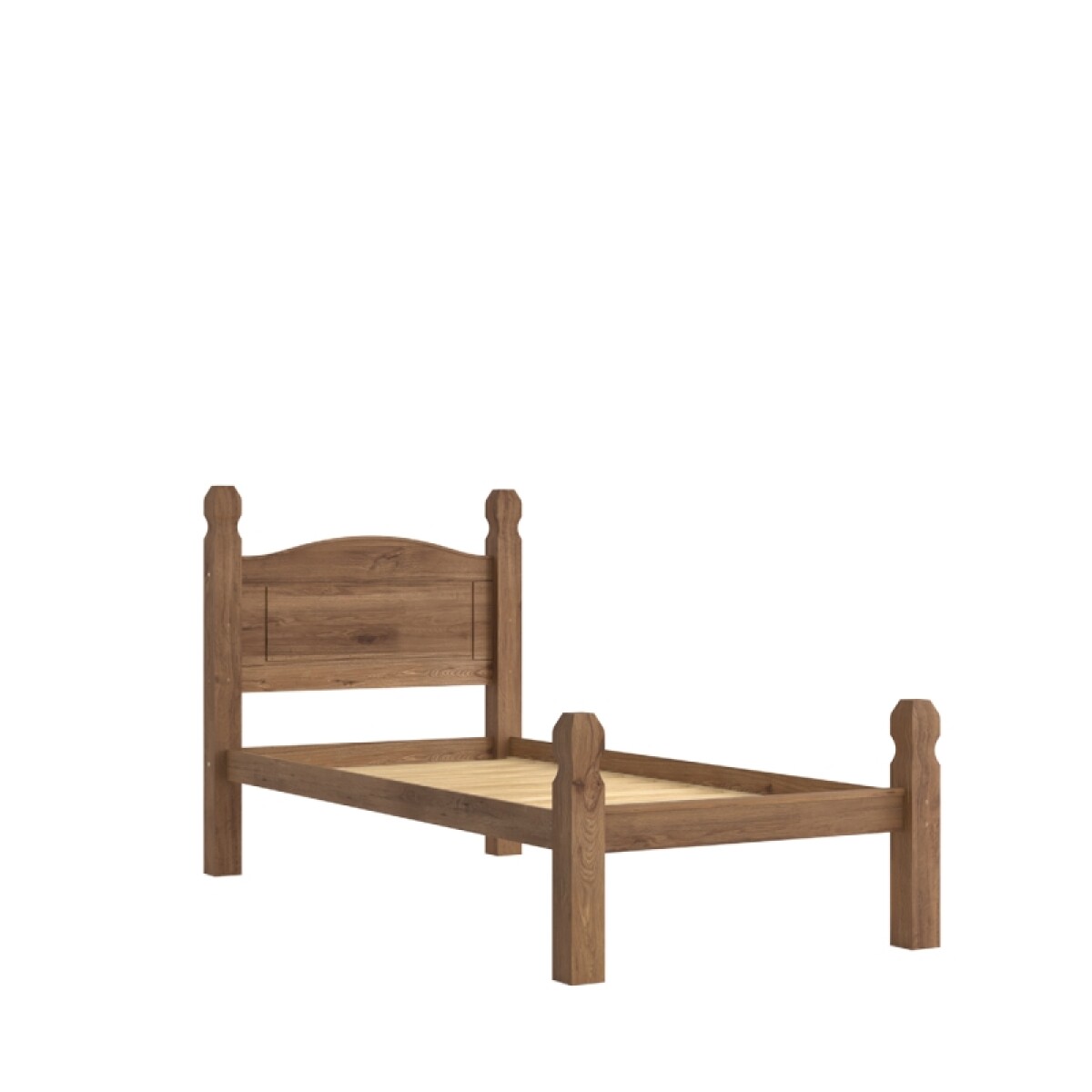 Cama 1 Plaza Madera Rustica 0.90 X 1.90 Nogal 