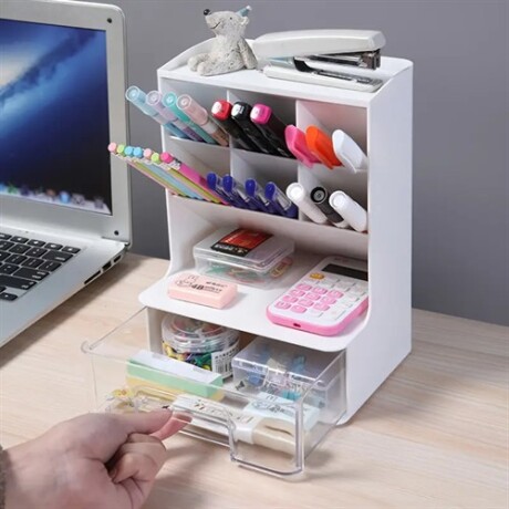 Organizador para útiles con cajón Blanco