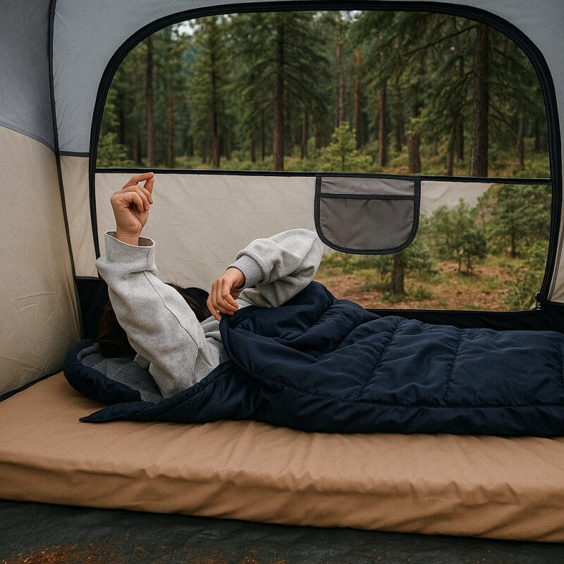 Saco De Dormir Con Capucha Gris