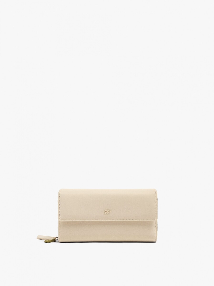 Cartera Textura Suave Con Solapa - beige 