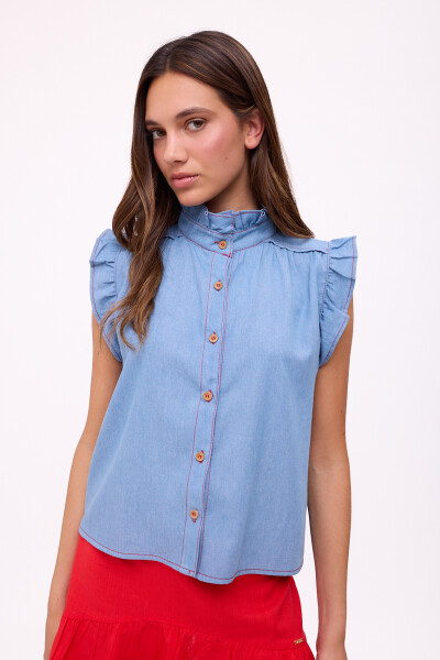 BLUSA CEREZA DENIM Celeste