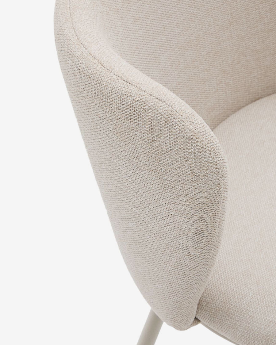 Silla Ciselia de chenilla beige y acero beige FSC Mix Credit Silla Ciselia de chenilla beige y acero beige FSC Mix Credit