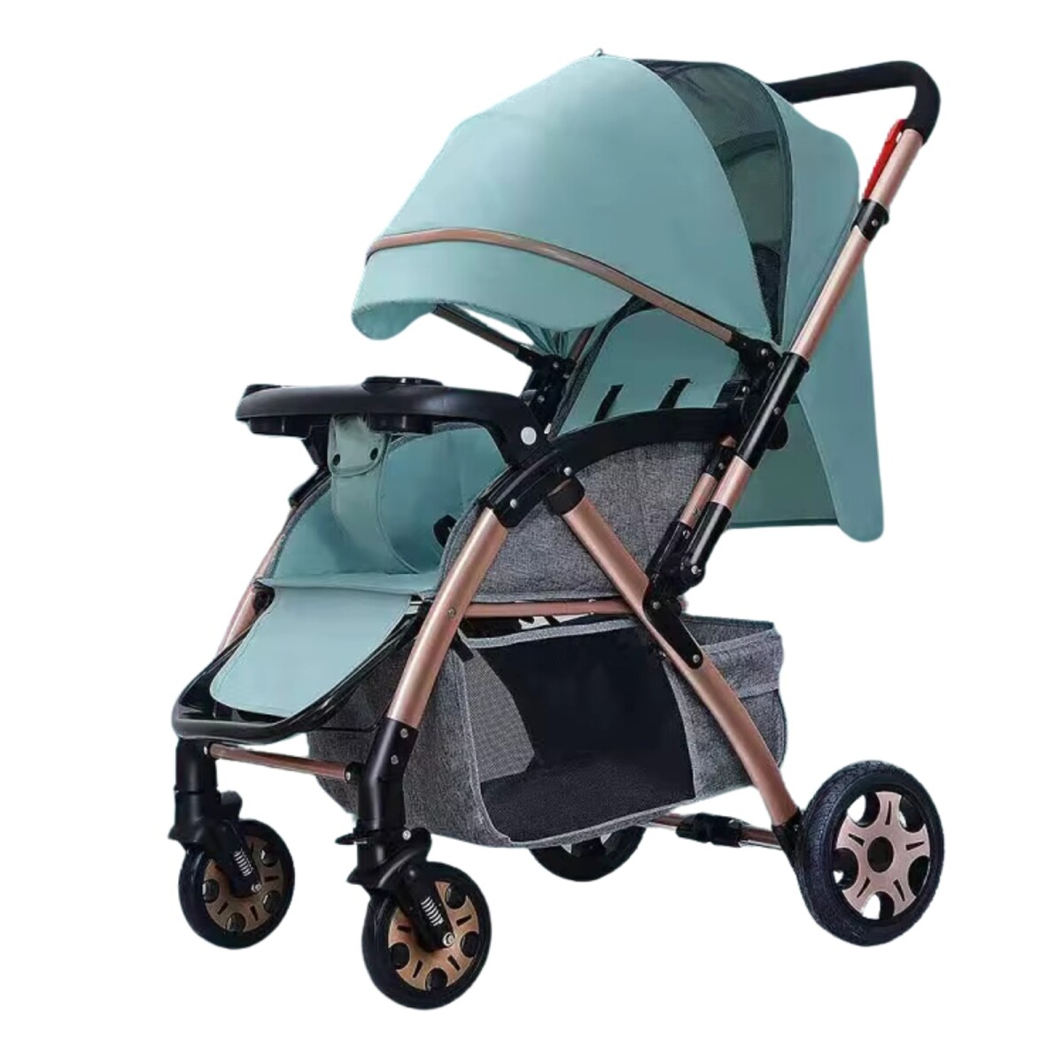 Coche Carriola de Paseo Para Bebe Plegable - Verde 
