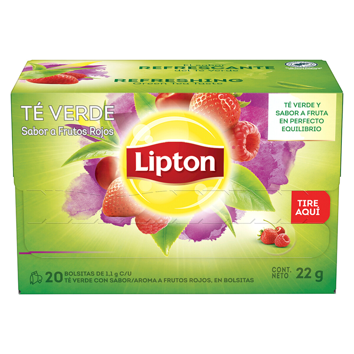 Té Verde Lipton Frutos Rojos 20 Bolsitas 