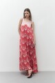 Maxi vestido con estampa bicolor rojo