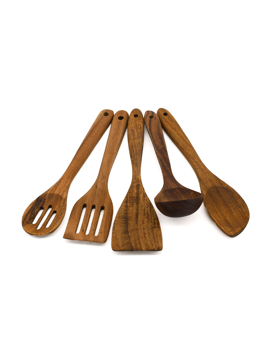 UTENSILIOS MADERA ACACIA PACK X 5 - MARRON 