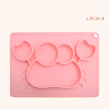 Set Comida Bebé Silicona Plato Divisiones + Cuchara Tenedor Rosa/rosa