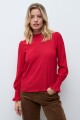 Blusa romántica puño punto smock rojo