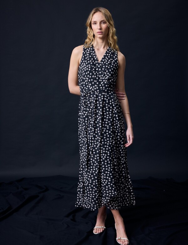 Vestido Maxi Lunares NEGRO/BEIGE