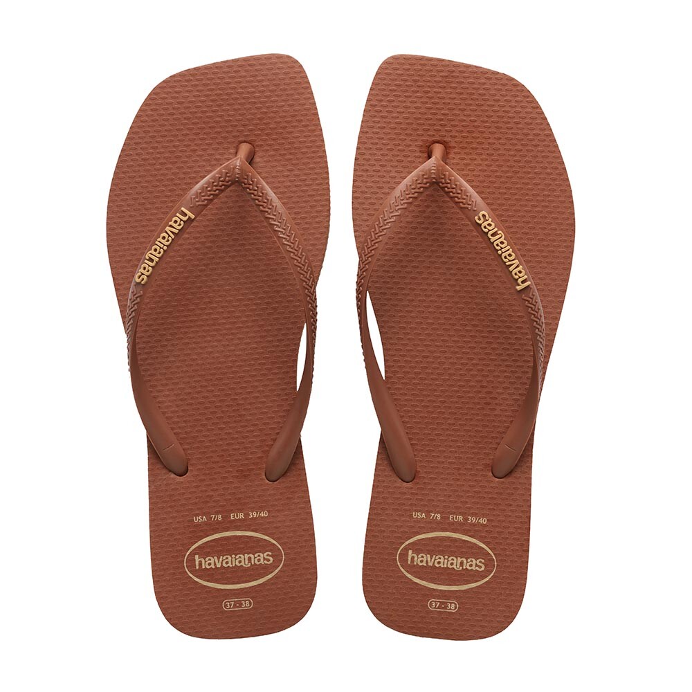 Sandalias Havaianas Slim Square Logo Pop Up Mujer Naranja Oscuro