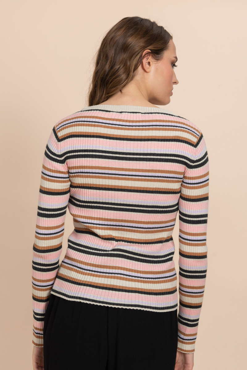 Camiseta tejida rib Rosa