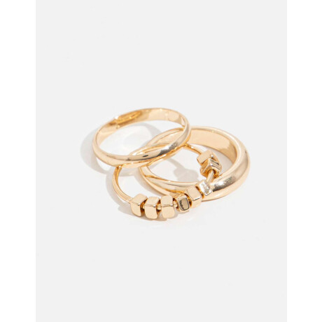 Set Anillos De Metal Dorado