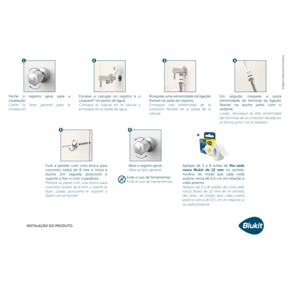 Flexible de acero inox para ducha en blíster 2,00 mt Blukit Flexible De Acero Inox Para Ducha En Blíster 2,00 Mt Blukit