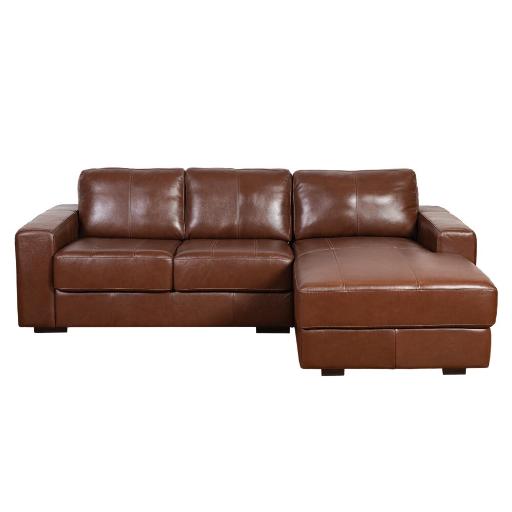 SOFA C/CHAISE MÁS DE 4 CUERPOS CUERO-100-NATURAL MARRON TEXAS CARAMELO