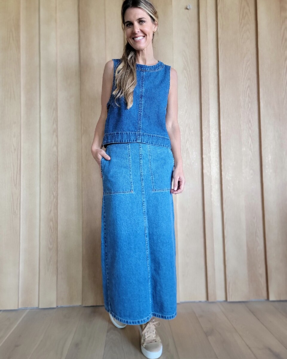 Pollera Gardenia - Denim Azul 