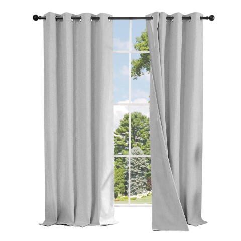 Cortina 100% Blackout 2Paños 140x220 Textura Lino Doble Faz Variante Color Gris Claro