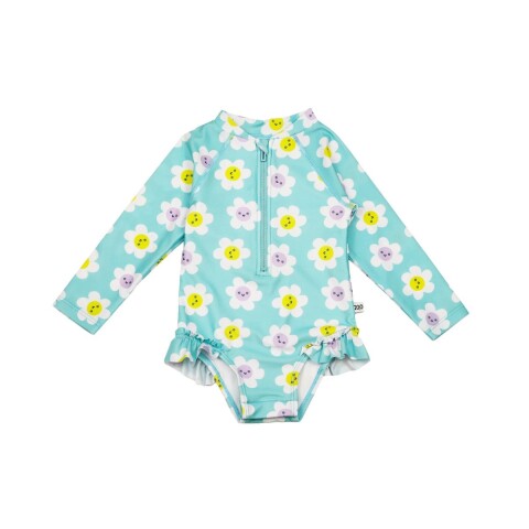 MALLAZOO Traje De Baño Malla Manga Larga Con Filtro Upf50+ Zoochini - Margaritas 6-12m