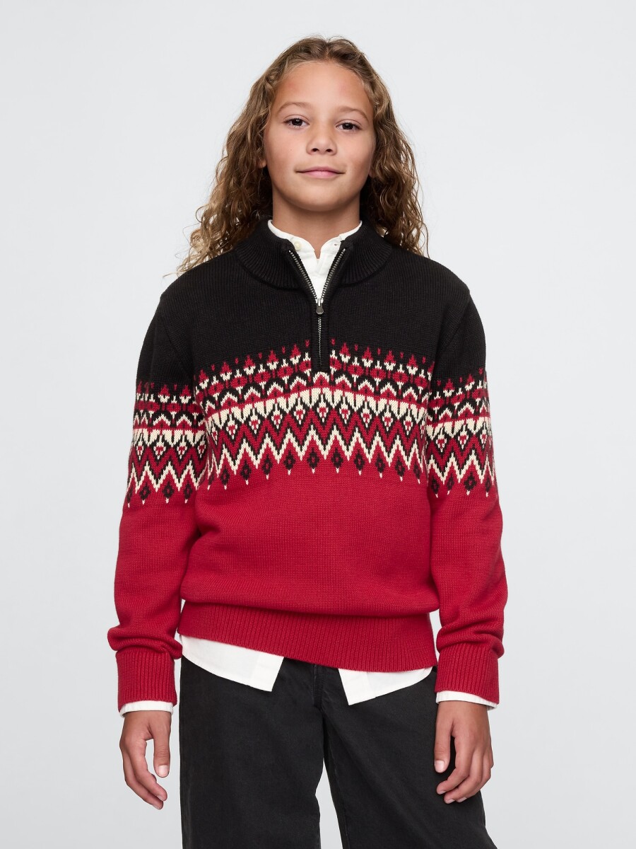 Buzo Medio Cierre Fair Isle Niño - Red Delicious 