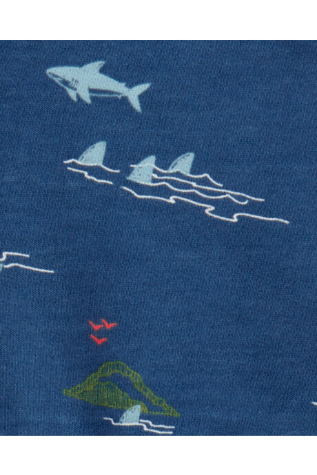 Set dos piezas de algodón, short y musculosa, diseño tiburón Sin color