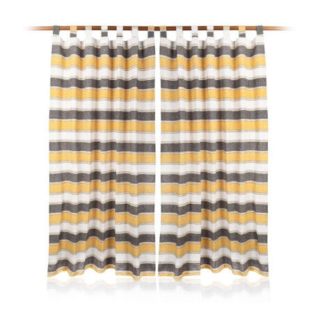 Cortinas 2 Paños 80% Algodón Origen India 140x200cm Mostaza