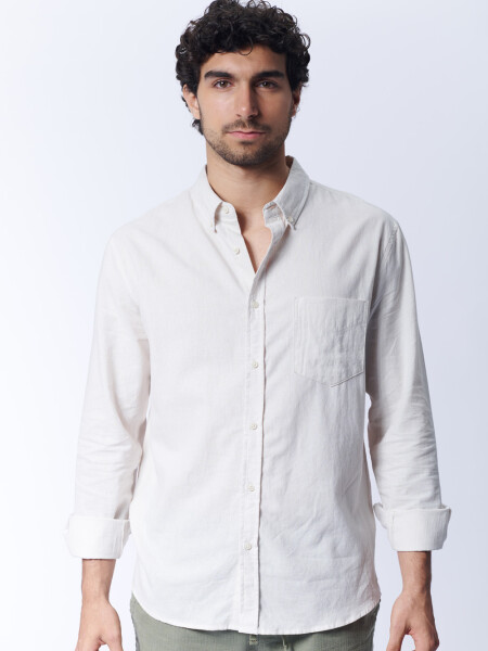 Camisa Con Lino Beige