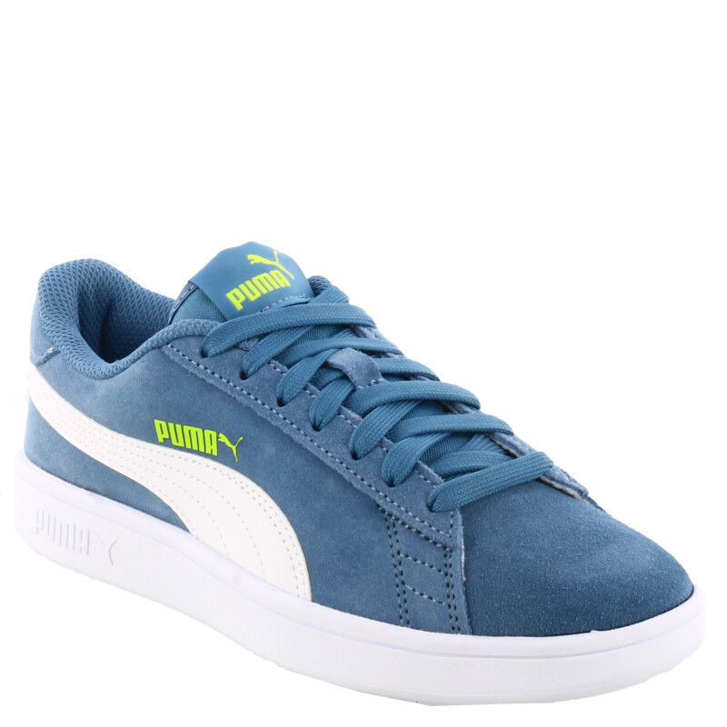 Championes de Niños Puma Smash V2 Jrs Azul Piedra - Blanco