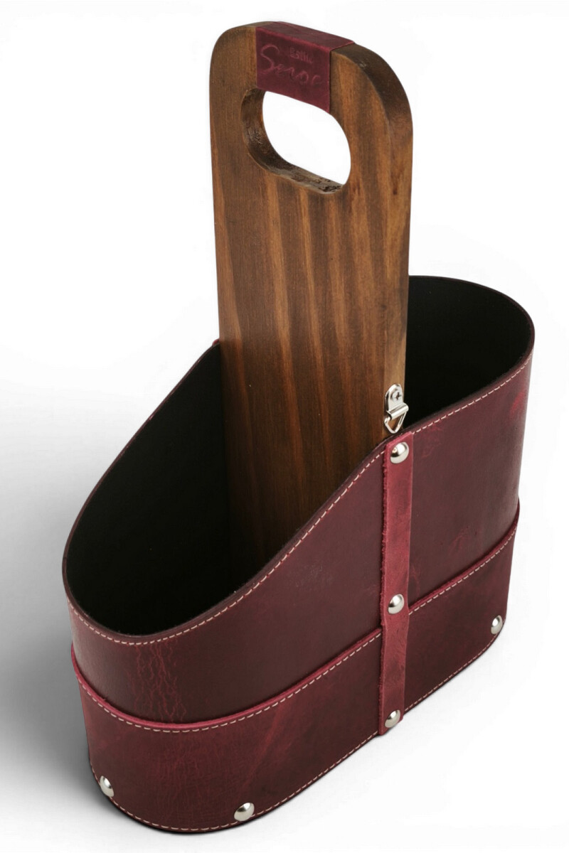 Matera de Cuero Vacuno Legítimo con Estructura Integral de Madera Bordo