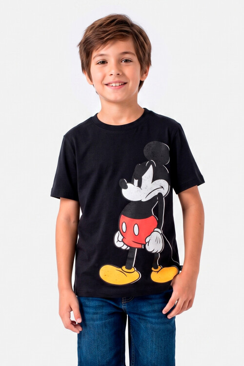 Remera m/c niño MICKEY NEGRO