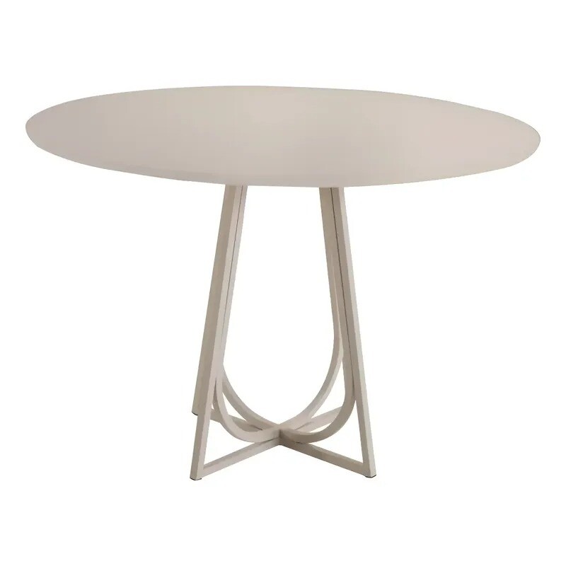 MESA COMEDOR REDONDA - TAPA DE MADERA Y PIE EN BLANCO OPACO MESA COMEDOR REDONDA - TAPA DE MADERA Y PIE EN BLANCO OPACO