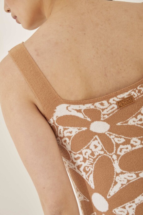 VESTIDO FLOWER CAMEL