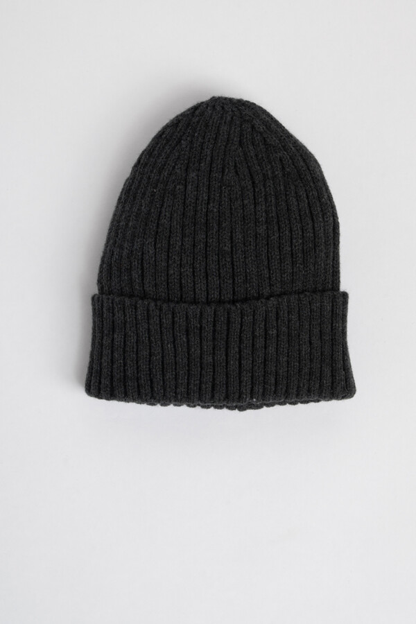 Gorro Rib Gris Oscuro Melange
