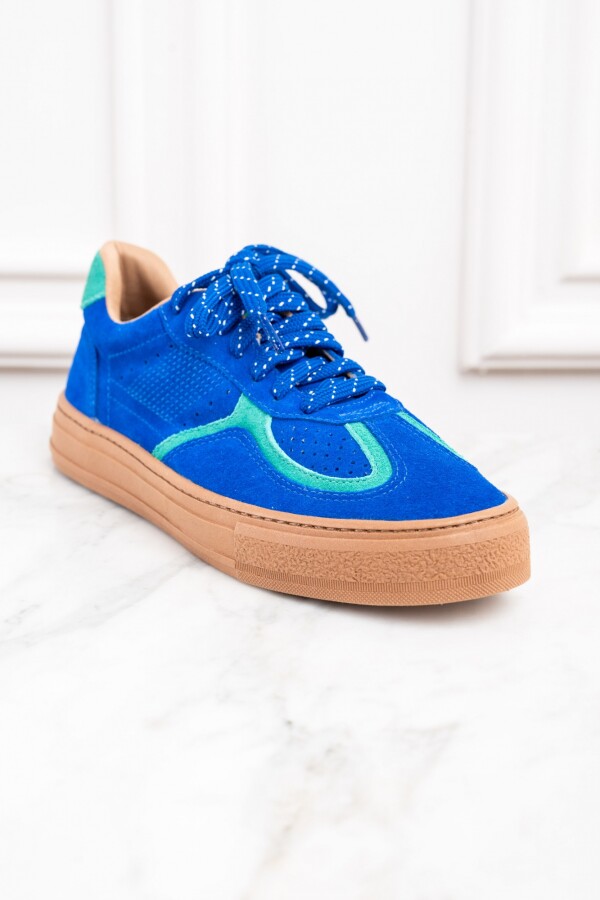 Zapatilla Gamuza Combinada Azul Francia