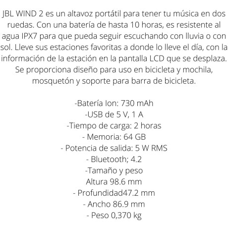 Parlante JBL Wind 2 con soporte para bici V01