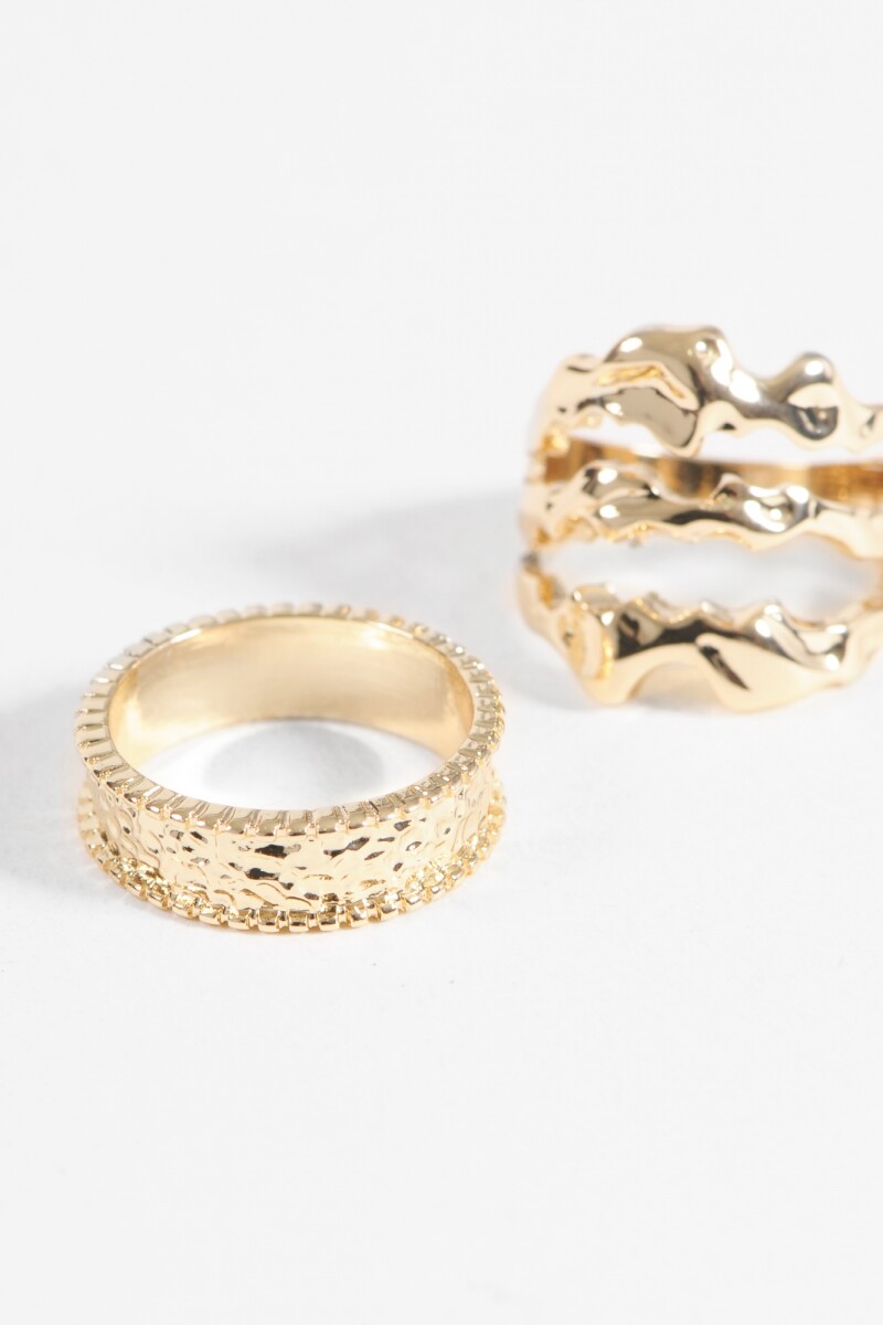 Set anillos texture dorado