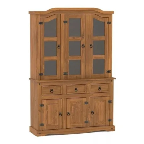 Cristalero Con Alzada Rustico 6 Puertas 3 Cajones Nogal Cristalero Con Alzada Rustico 6 Puertas 3 Cajones Nogal