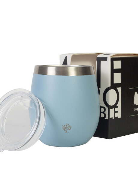 Set Acero 750ml / Mate con Tapa Celeste