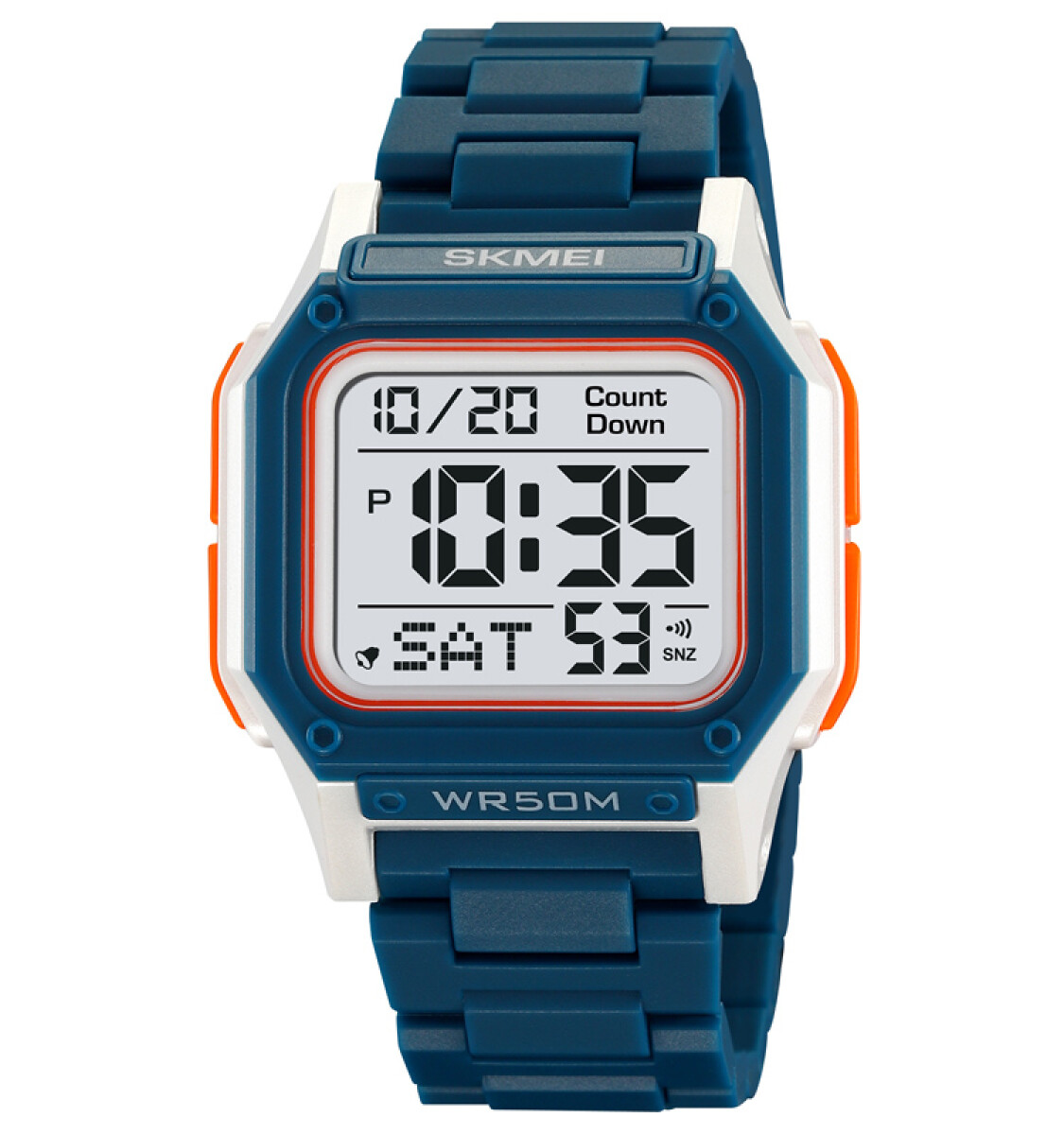 Reloj Skmei 2264buwt Hombre Digital Azul Con Pantalla Blanca 
