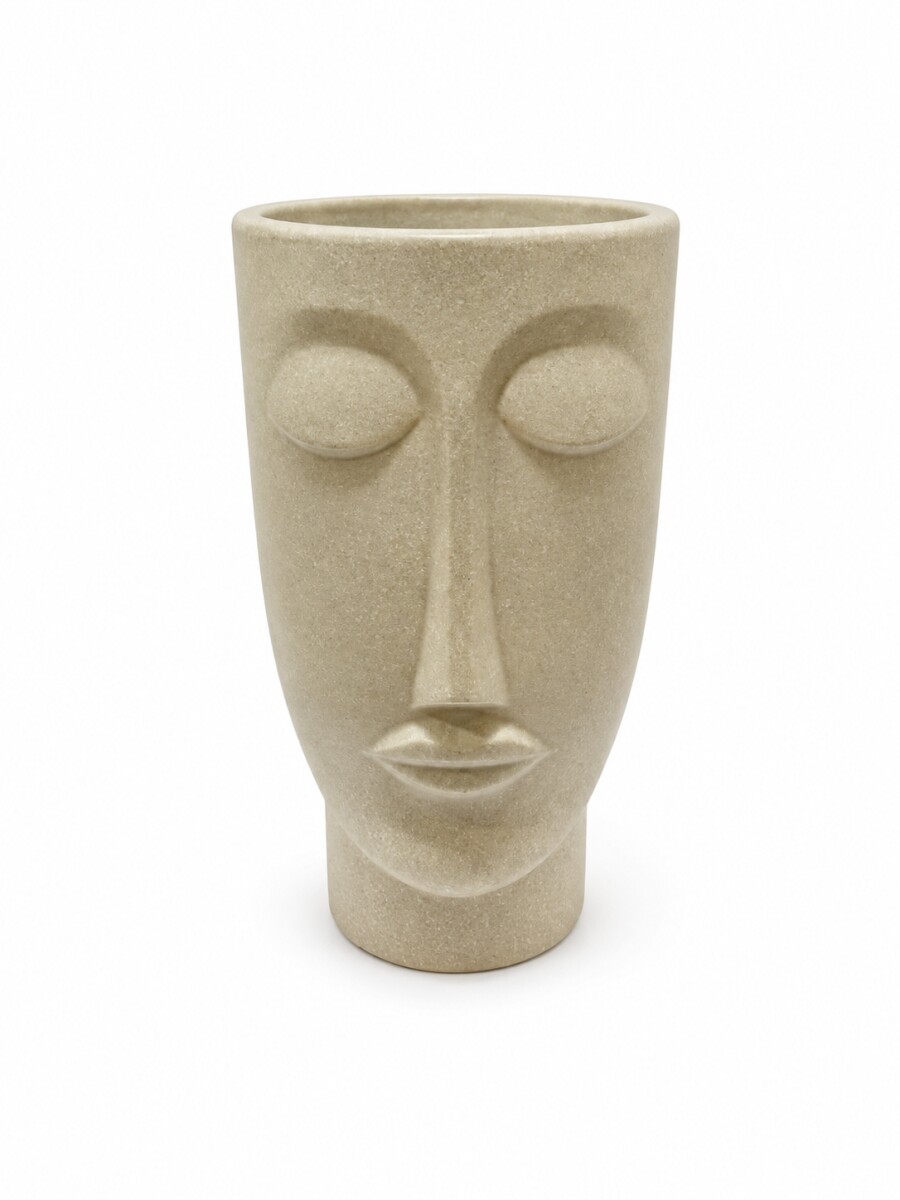 MACETA FACE HOMBRE PLASTICA BEIGE