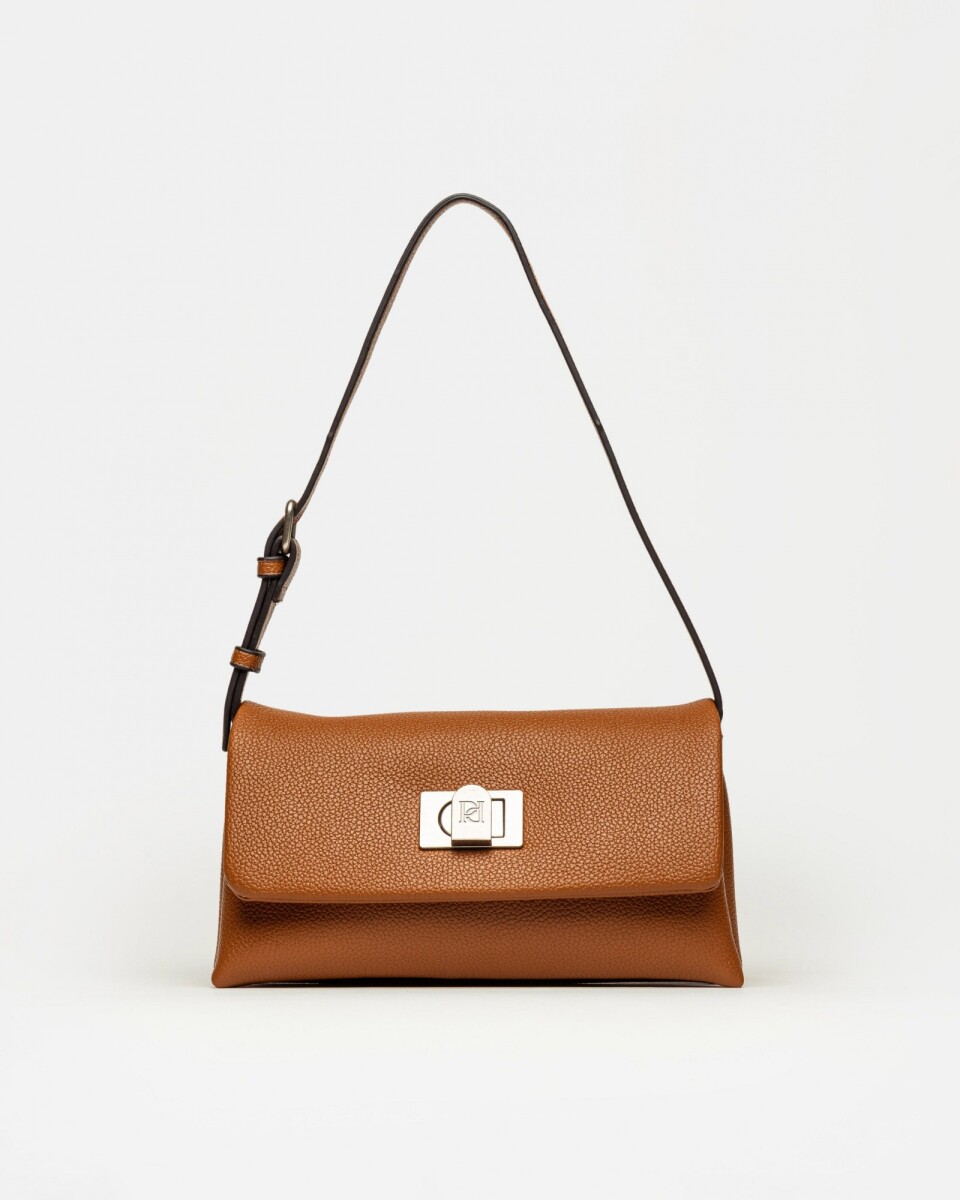 Cartera al hombro Leisure en efecto cuero graneado - Cuoio 