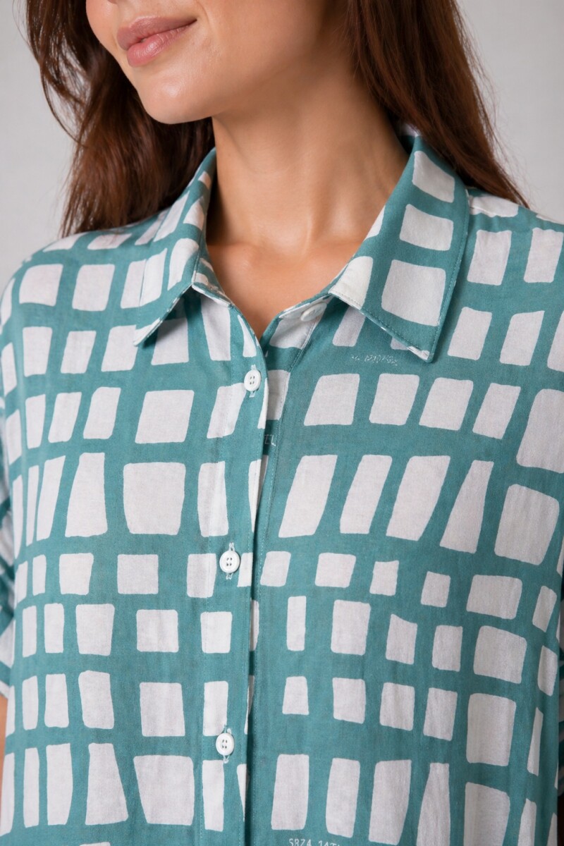 Vestido Camisero Pupa Estampa Verde