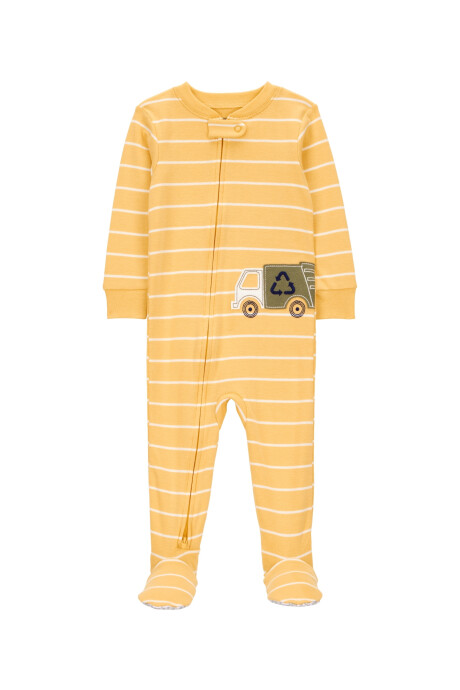 Pijama una pieza de algodón, con pie, estampa camión reciclador Pijama una pieza de algodón, con pie, estampa camión reciclador