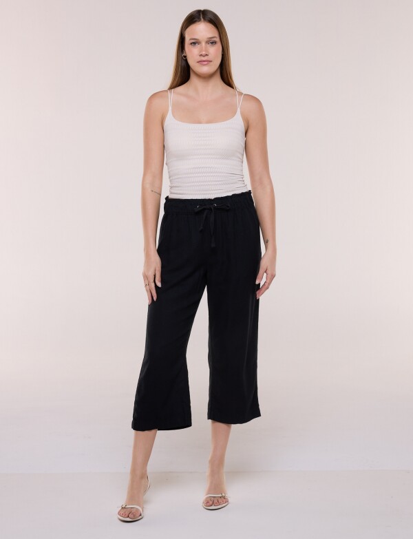 Capri Pull On Lino Con Cordón Ajustable NEGRO