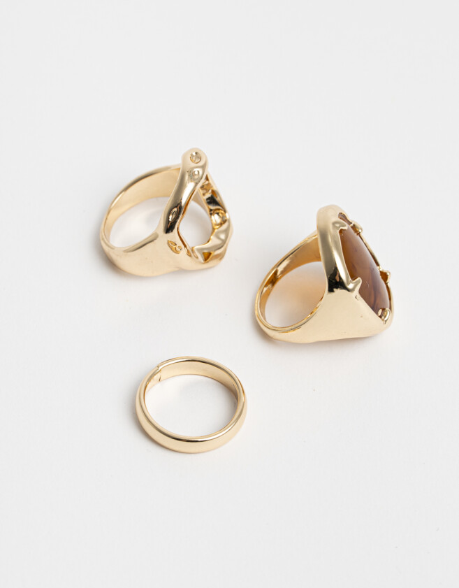 Sets Anillos Metal Anillos Set X3 De Metal - Dorado