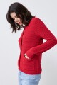 Chaqueta tejida con botones metálicos rojo