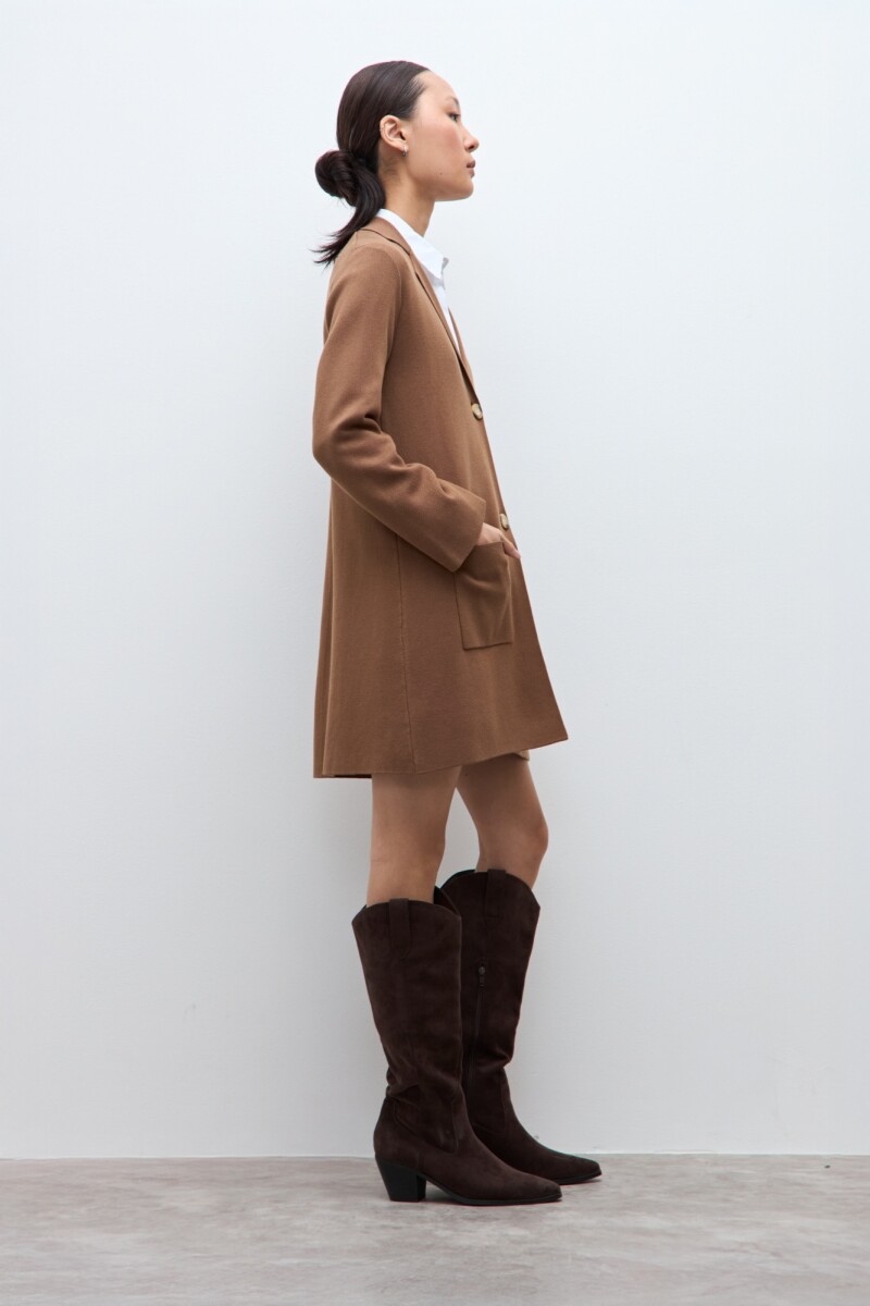 Sacón con bolsillos tostado melange